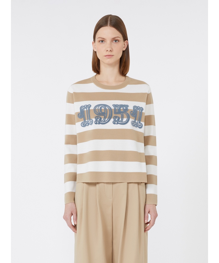 新作☆【Max Mara】[ヴィテルボ] ピュア ウール ニット ヴィテルボ] ピュア ウール ニット, white black | 