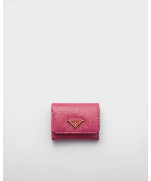 PRADA サフィアーノトライアングル 財布 ピンク TU PRADA サフィアーノトライアングル 財布 ピンク TU