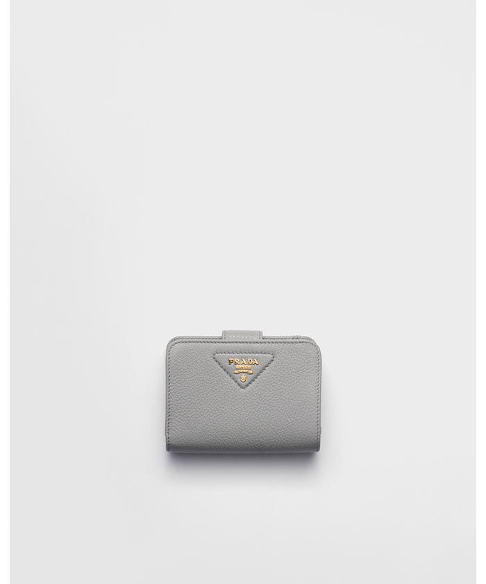 PRADA ヴィテロダイノレザー 二つ折り財布 グレー ギフト♪【国内発送☆PRADA】ヴィッテロダイノレザー ミニ財布 (PRADA
