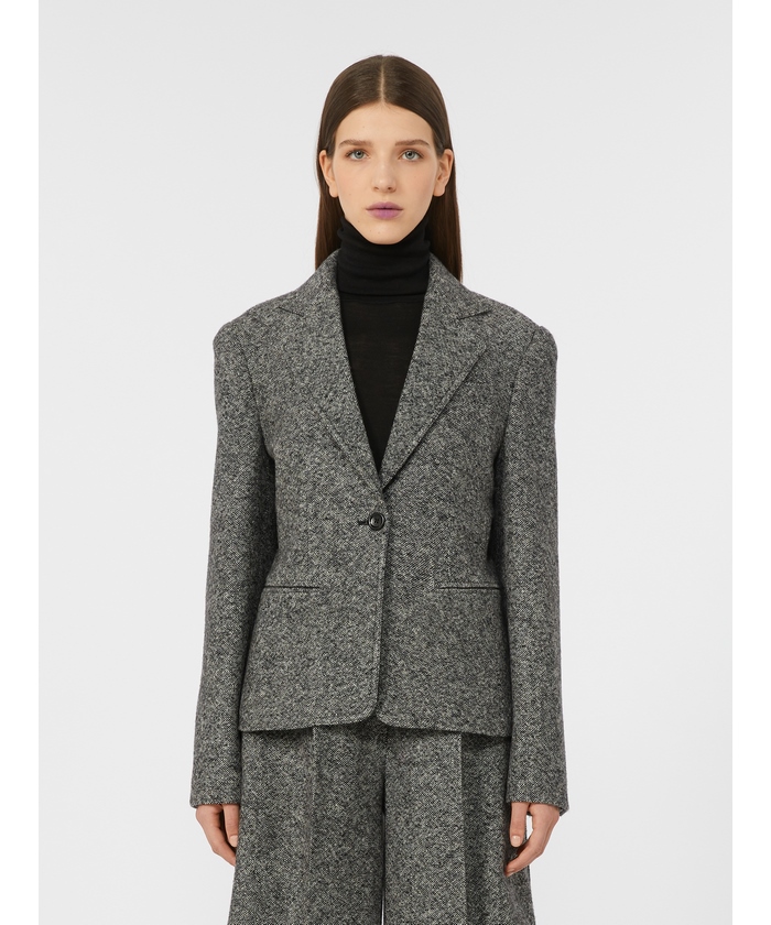 高級★新品★アメリカ製　定価27万円　ST. JOHN　ツイードジャケット サルモーネ］ウール シルク ツイード ジャケット(X25DA027)｜阪急