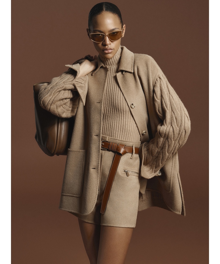 タッコ］ピュア キャメル オーバー ニット ジャケット(X25DA033)｜阪急