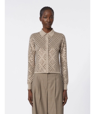 ［ラーニョ］ピュア ウール スパンコール カーディガン