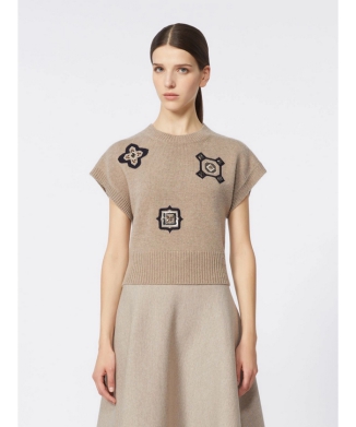 ［アンフォラ］ウール カシミヤ クロップド ニット