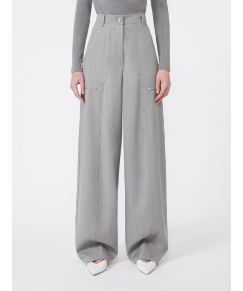 MaxMara ［アベタイア］ピュア ウール デニムエフェクト パンツ MEDIUM GREY 38