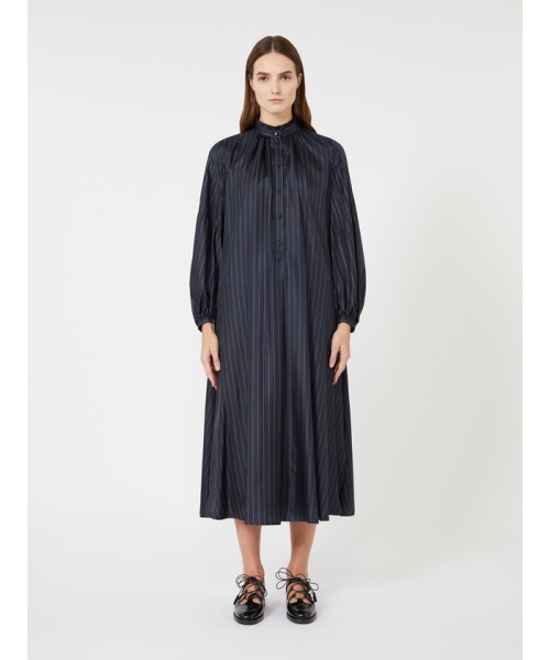 MaxMara ［サッビア］ピュア シルク ロング ドレス ULTRAMARINE 36