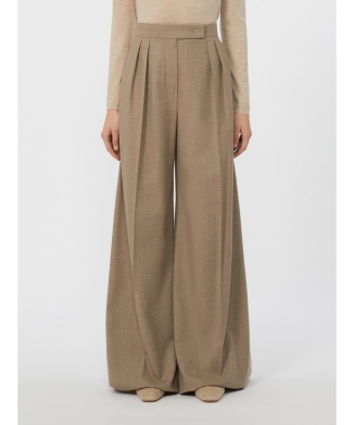 ［ズリア］カシミヤ ストレッチ ワイド パンツ
