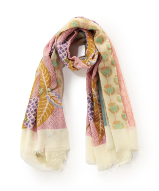 ウールシルクプリントストール