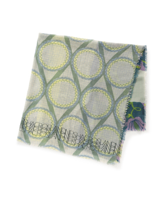 ウールシルクプリントスクエアストール