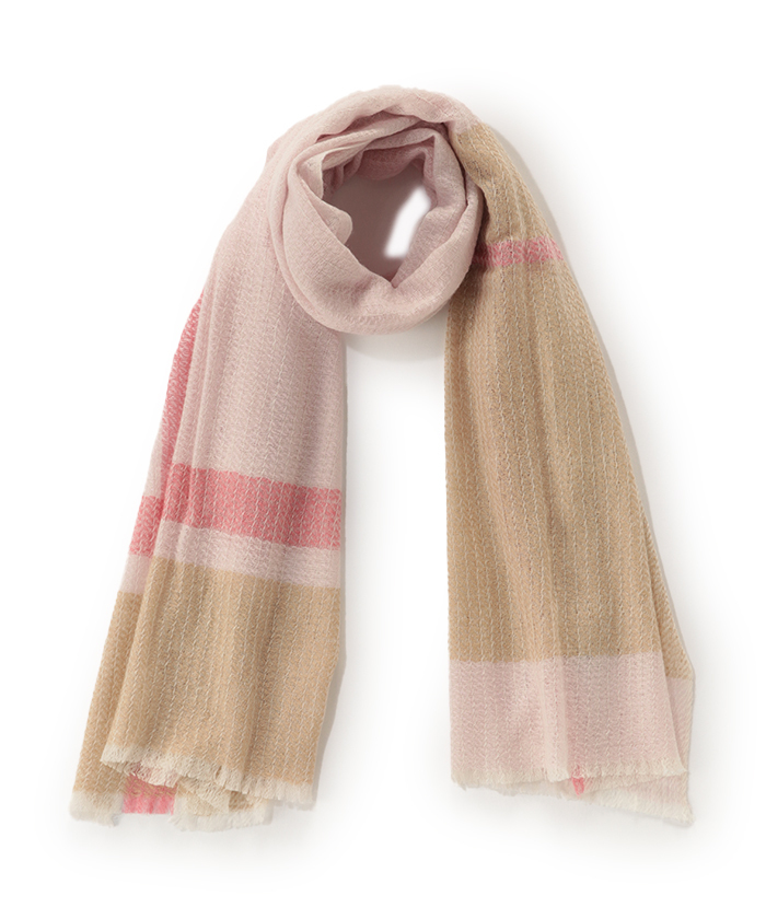カシミヤ100％縮絨薄手カラーブロックストール(Z25NT047)｜阪急百貨店
