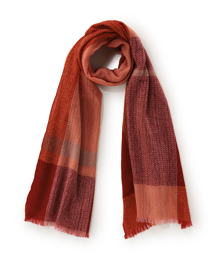 タグ付き未使用品 カシミヤ100％ ストール カラーブロック UTO カシミヤ100％縮絨薄手カラーブロックストール(Z25NT047)｜阪急百貨店