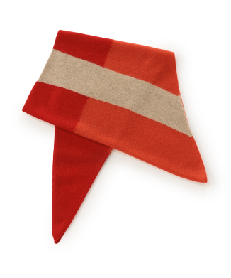 ウールカシミヤカラーブロックトライアングルニットストール