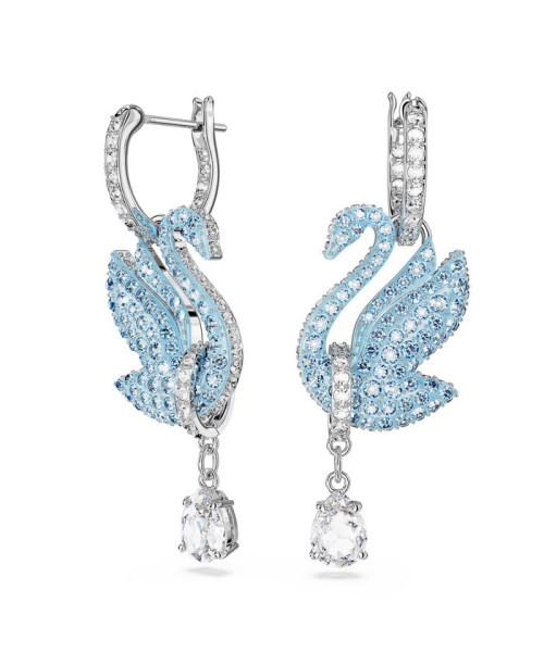 Swarovski Iconic Swan ドロップピアススワン, ブルー, ロジウム・プレーティング(aw3H0341)|阪急百貨店公式通販サイト|阪急百貨店オンラインストア