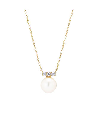 K10YG フレッシュウォーターパール/ホワイトトパーズネックレス