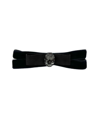 Velvet Bow 7cm Barrette w/Crystal