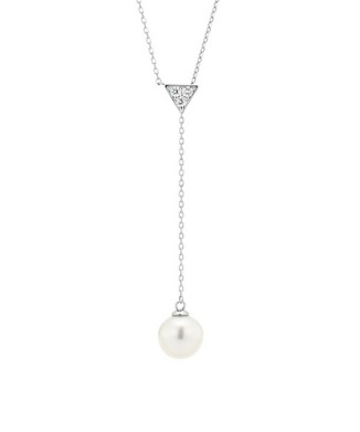 Pt999(RHP)フレッシュウォーターパール/ダイヤモンドネックレス