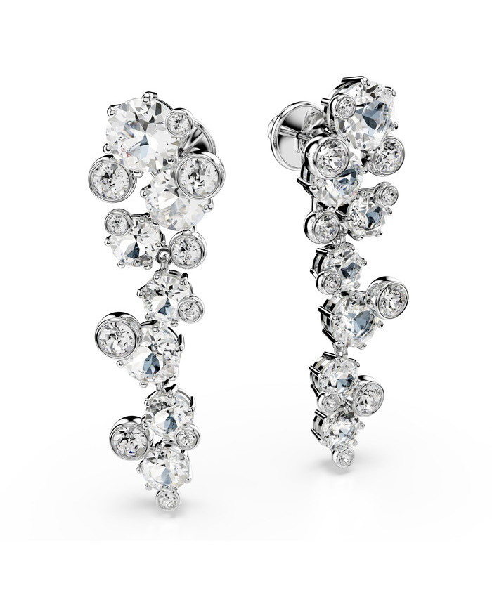 Constella ドロップピアス クリア Constella ドロップピアス, クリスタル・パール, ラウンドカット