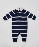 ストライプド コットン ラグビー カバーオール