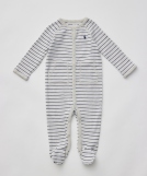 ストライプド コットン カバーオール