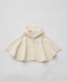 ケーブルニット ウール フーデッドポンチョ