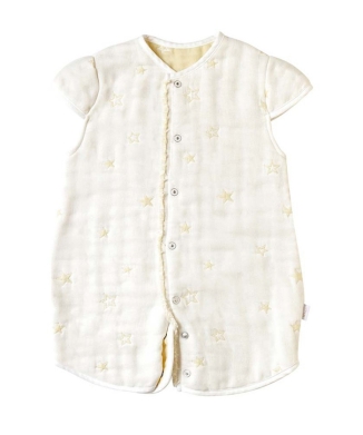 ふくふくガーゼ(6重ガーゼ)　2wayスリーパー　袖付き エクリュ