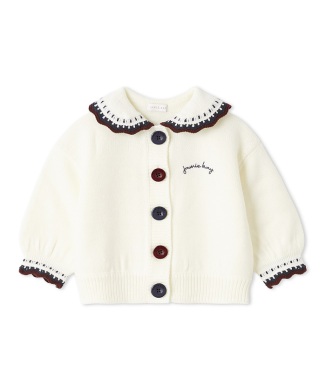 襟付きニットカーディガン