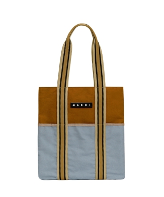 カラーブロックキャンバスバッグ