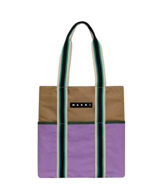 カラーブロックキャンバスバッグ