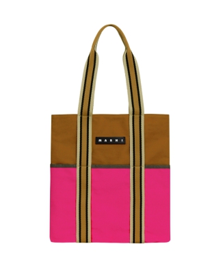 カラーブロックキャンバスバッグ