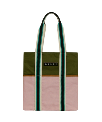 カラーブロックキャンバスバッグ