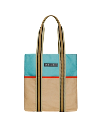 カラーブロックキャンバスバッグ