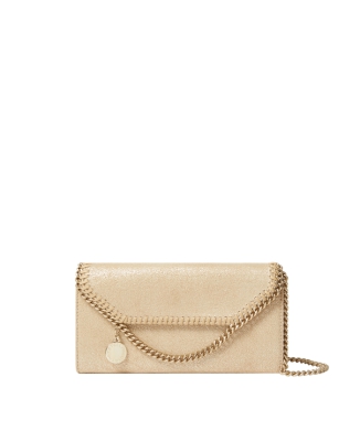 FALABELLA CONTINENTALWALLET WITH CHAIN ECOSHAGGY DEER W/RUTHENIUM