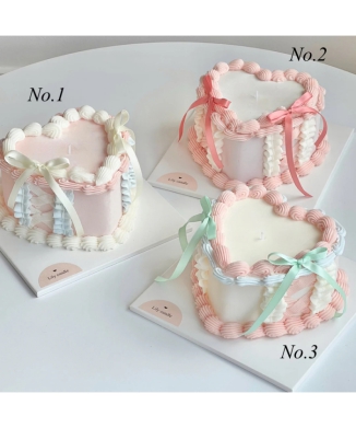 ハートリボンケーキキャンドル