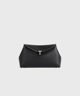 T-lock grained-leather clutch