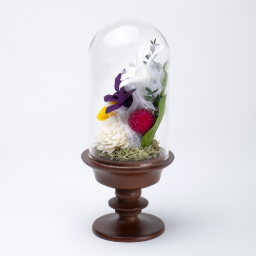 フラワーさま パームフラワーとバラのピンクプリザーブドフラワースワッグ flower