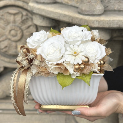 プリザーブドフラワー 白金の花結び