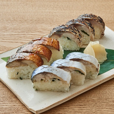 父の日 3種のわさび葉 鯖の棒寿司食べ比べ