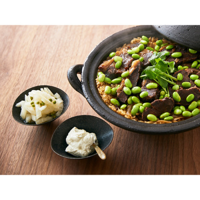 柔らか牛すね肉の炊き込みごはん 茶漬けだし付き