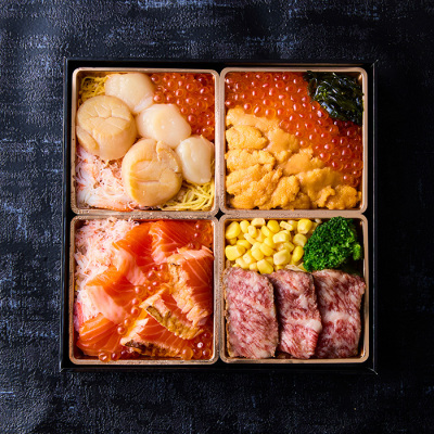 3) 美食めぐり4種盛りセレクト弁当＜10月2日受け取り＞
