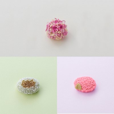 サービス箱入生菓子3個入(紫の玉、紫陽花、若葉のかおり)＜6月12日受け取り＞