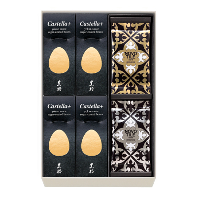 【阪急限定】黒船詰合せ(カステラプラス小豆4個、ノボタイルダーク/ホワイト各6枚)