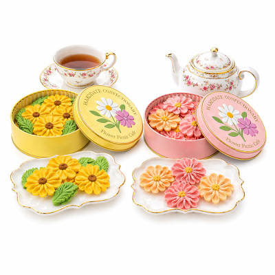 花咲く焼菓子「お花のぼうろ」2缶詰合せ コスモス・ヒマワリ クッキー缶 上質ギフトBOX仕様