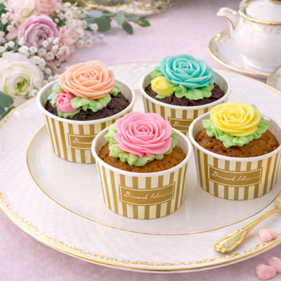 食べられるお花のカップケーキ4個