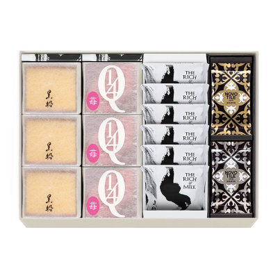 黒船詰合せ(カステラべべ3個、クアルトバウム苺3個、ザリッチアンドミルク6枚、ノボタイル12枚)