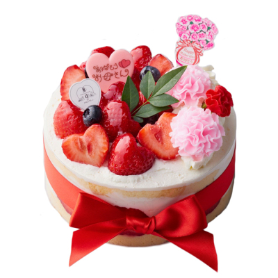 ハートいちごのカーネーションデコ