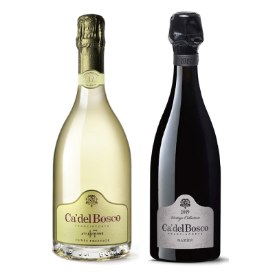 【7】カデルボスコフランチャコルタ2種飲み比べ＆フランチャコルタロゴ入りグラス2脚付きセット