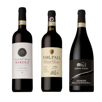 【12】バローロ、アマローネが入ったイタリアDOCG格付け銘醸赤ワイン3本セット