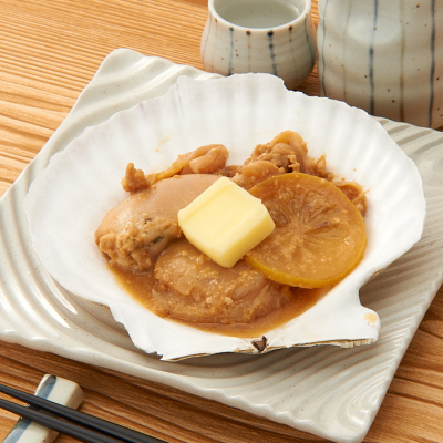 ホタテ「潤帆」レモンバター添え 熟成塩こうじ漬