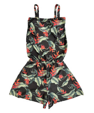 トロピカル柄オールインワン水着