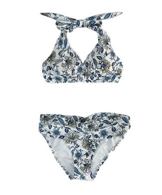 更紗柄サッシュホルターネックビキニ