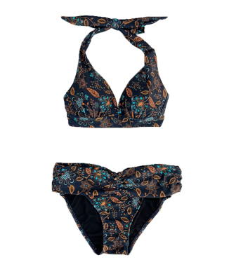 更紗柄サッシュホルターネックビキニ